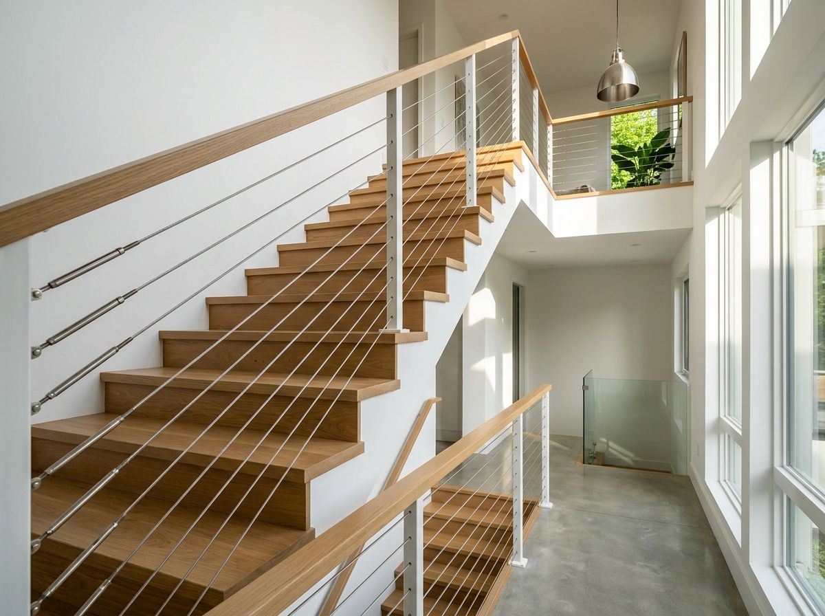Staircase cable railing with premium invisible grill system