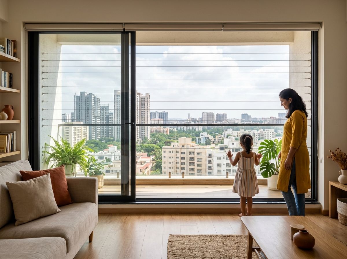 Window invisible grill installation with open city view